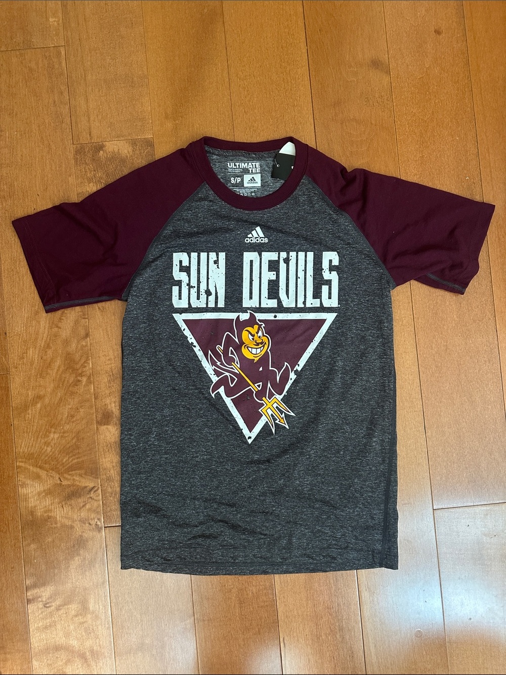 adidas Sun Devils Raglan Tee - Maroon & Charcoal